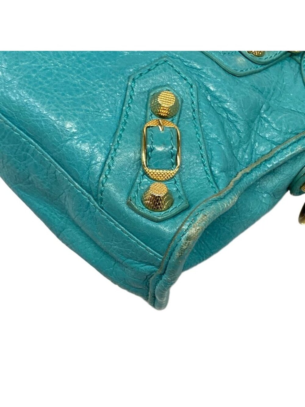 Balenciaga Handbag the Giant Mini City Blue Green Leather - Picture 6 of 15